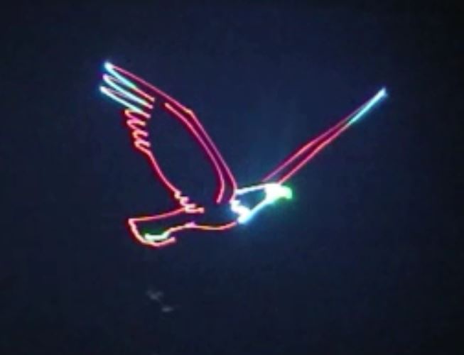 Laserprojektion fliegender Adler